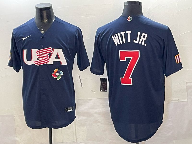 Men 2026 World Cub USA #7 Witt jr blue Nike MLB Jersey style 06